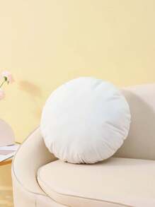 1pc Solid Color Round Pillow With Filling, Home Decorative Circle Cushion, 17.7x17.7 Inches, One-Side Printed