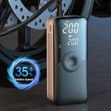 Carsun 12v汽車充氣機,便攜式輪胎充氣器,電動摩托車充氣機,汽車自行車充氣機 - 黑色 - 查看 2