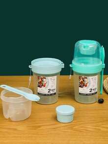 1入裝沙拉杯套裝,包含叉子,便攜早餐食物容器,水果杯,優格杯,健身杯,旅行杯,晃動瓶,適合家庭、辦公室、學校和旅行使用 - 彩色 - 查看 9