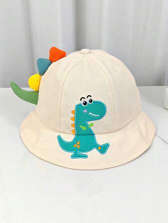 1入組可愛卡通恐龍設計兒童漁夫帽，戶外活動、學校、公園和遊戲太陽帽，適合1-3歲男孩和女孩