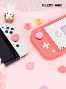 GeekShare 4pcs/Set Heart & Flower Pattern Thumb Grip Caps Compatible With Switch/Oled/Switch Lite, Game Console Controller Accessory
