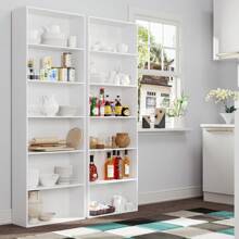 Furchen Book Shelf 6 Tiers, Bookcase, Tall Bookcase, Living Room Bookcases, Wooden Storage Unit, For Office, Living Room, Study, White, Black, Oak, 60x23.5x180cm