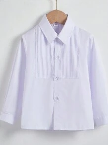 男童衬衫长袖衬衫男孩正装衬衫制服青少年儿童休闲白色标准百搭 6-16 岁 - 白色 - 查看 5