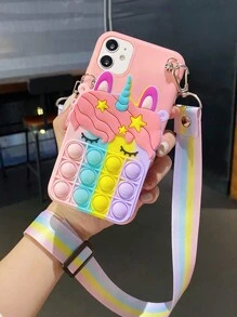 Vỏ điện thoại di động treo sau ví tiền xu giải nén hoạt hình tương thích với các mẫu iPhone (15/14/13/12/11/Xs/Xr/X/7/8 Plus/Pro/Max) và các mẫu Samsung (S23, S20fe) - Hồng - Xem 12