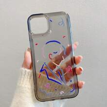 簡約時尚塗鴉女孩紋路手機殼，適用於iPhone 13/13 Pro Max/X/Xs/14 Plus型號，具有防摔保護功能，是情侶生日禮物的理想選擇