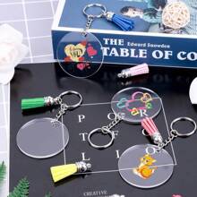 100pcs Acrylic Keychain Blanks For Vinyl, Including 20pcs Clear Acrylic Blanks, 20pcs Tassels, 20pcs Key Rings And 40pcs Jump Rings For Diy Keychain Vinyl Craft - 100 Pieces - View 7