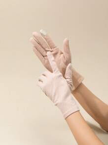 1pair Women's Anti-Slip Uv Protection Gloves For Driving And Riding In Summer
