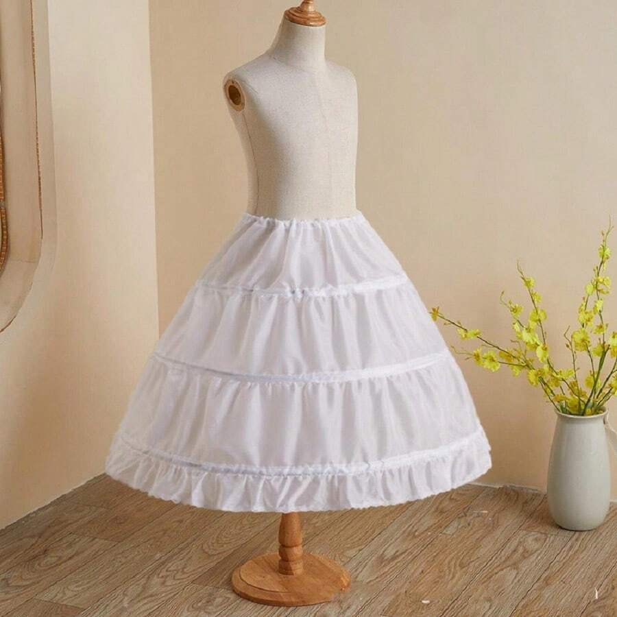 1pc Short 3 Hoops Skirt Petticoat, Or Extra Large 6 Hoops Long Skirt Petticoat With Adjustable Waist, Wedding/Bridal Crinoline Underskirt, Costume Accessory For Formal Party, Prom, Lolita Dress Fall Clothes For Women - White - View 1