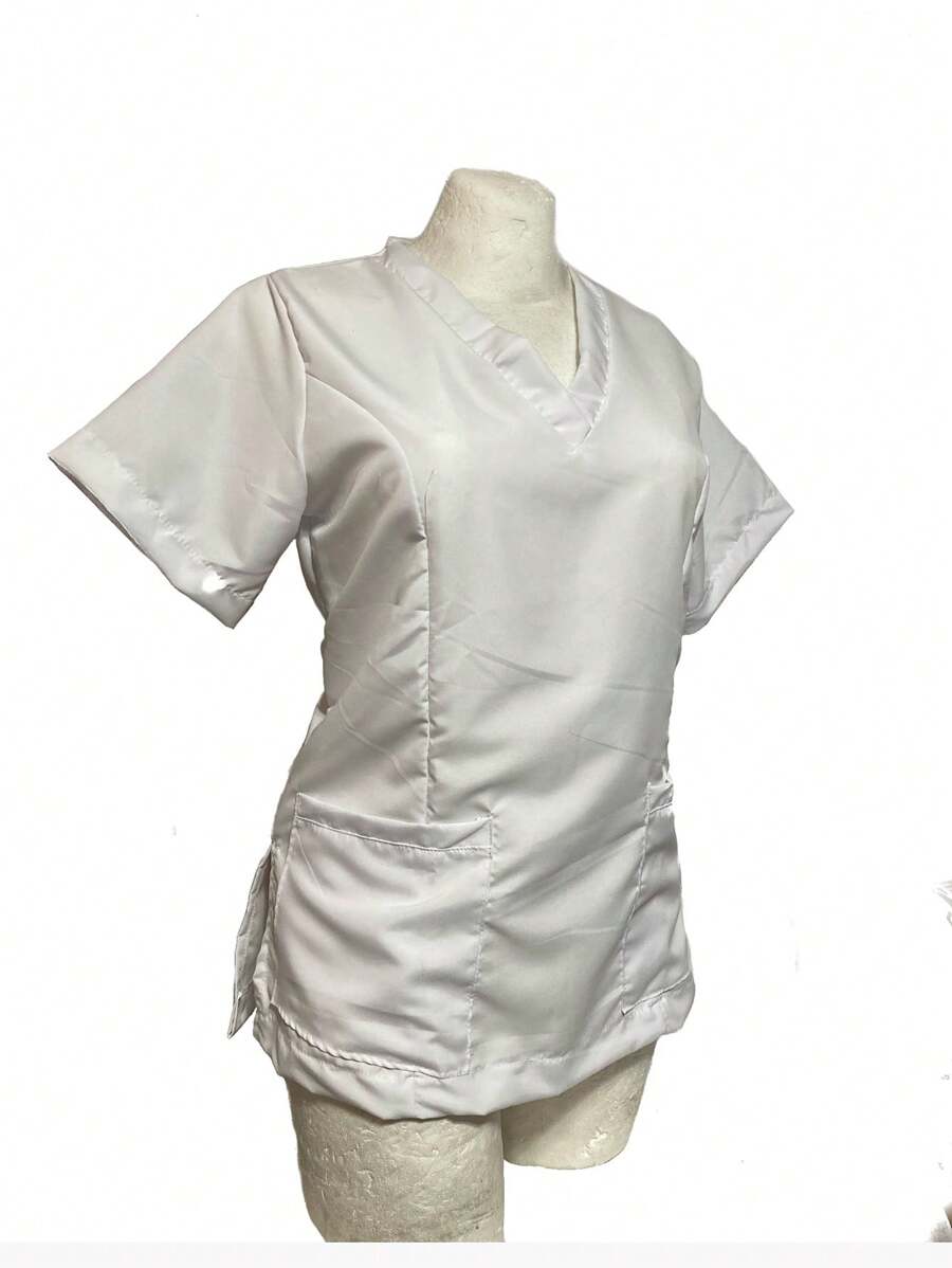 Filipina Surgical Lady V-Neck Doctor Nurse Antifluid White - 白色 - 查看 1