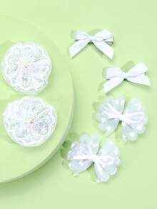 6入組白色透明網狀蝴蝶髮夾 - 彩色 - 查看 2