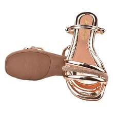 Sandália Rasteirinha Feminina Brilho Rasteira Verão Tiras