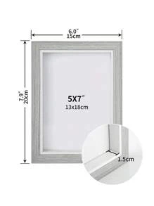 SUMGAR 2 Pack, 7x5 Photo Frame Grey Wooden Deep Picture Frames With White Thick Edge For Wall Desk Decor - Light Grey - View 2