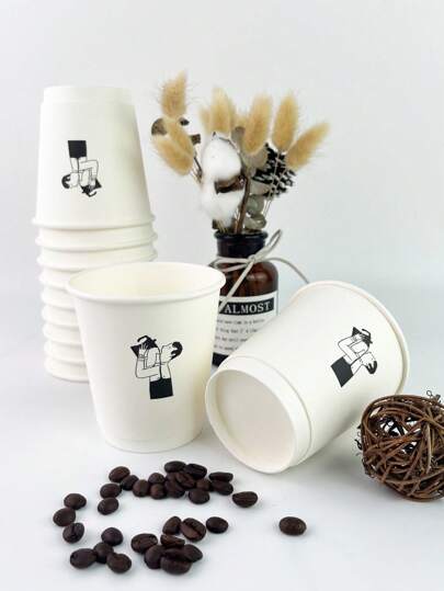 25 Sets 330ml Hand Painted Disposable Coffee Paper Cup
