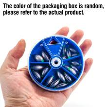 19入組/套釣魚鉛錘釣線重量鉛錘4g 5g 7g 10g 14g附帶收納盒橄欖形內芯釣魚鉛錘裝配（盒子顏色隨機） - 灰色 - 查看 2