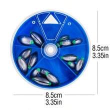 19入組/套釣魚鉛錘釣線重量鉛錘4g 5g 7g 10g 14g附帶收納盒橄欖形內芯釣魚鉛錘裝配（盒子顏色隨機） - 灰色 - 查看 10