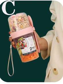 1入裝沙拉杯套裝,包含叉子,便攜早餐食物容器,水果杯,優格杯,健身杯,旅行杯,晃動瓶,適合家庭、辦公室、學校和旅行使用 - 彩色 - 查看 8