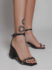Women Heeled Sandals - 黑色 - 查看 1