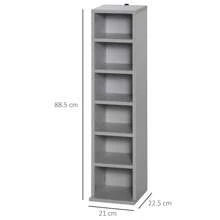 HOMCOM 204 CD Media Display Shelf Unit Set Of 2 Blu-Ray Tower Rack W/ Adjustable Shelves Bookcase Storage Organiser - Grey - View 4
