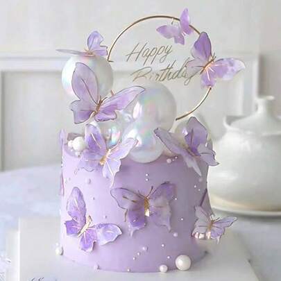 10 chiếc trang trí bánh hình con bướm cho sinh nhật, nướng bánh, màu hồng