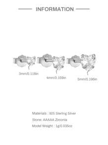 3只装925纯银可爱心形耳环，女士耳环，18K镀金，适合派对、情人节、婚礼、订婚、新娘佩戴，精致珠宝 - 銀色 - 查看 5