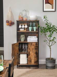 VASAGLE Meuble de Rangement, Buffet, Bibliothèque, 2 Compartiment Ouverts, Étagères Réglables, Cadre en Acier, pour Salon, Cuisine, Bureau - Tabac - Voir 4