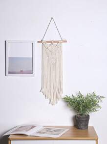 1 peça de tapeçaria feita à mão, decoração de parede pequena em estilo boêmio, decoração para sala de estar, quarto - Bege - Ver 3