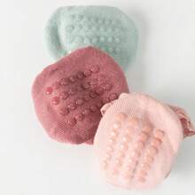 4 Paia/set Calzini Antiscivolo Per Bambini, Calzini Antiscivolo In Pizzo Tinta Unita Per Neonati E Bambini, Calzini Da Pavimento Per Bambini Per La Primavera E L'autunno - Multicolore - Visualizzare 3