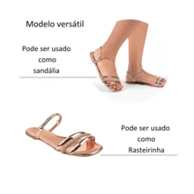 Sandália Rasteirinha Feminina Brilho Rasteira Verão Tiras