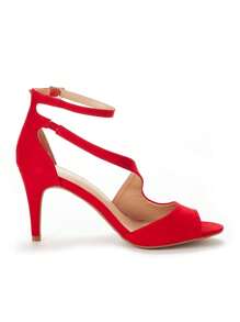 Women Fashion Stiletto Heeled Sandals Peep Toe Cross Strap High Chunky Elegant Dress Heeled Sandals, For Prom, Party, Wedding - Đỏ - Xem 6