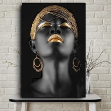 1件女人肖像簡約風格帆布印刷品,適用於客廳和臥室,高級聚酯纖維帆布材料 - A款 - 查看 2