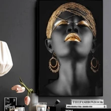 1件女人肖像簡約風格帆布印刷品,適用於客廳和臥室,高級聚酯纖維帆布材料 - A款 - 查看 4