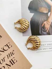 1pair Fashionable Versatile Striped Lucky Bag Unique Design Earrings Suitable For Daily Wear For Women