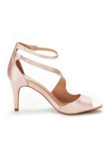 Women Fashion Stiletto Heeled Sandals Peep Toe Cross Strap High Chunky Elegant Dress Heeled Sandals, For Prom, Party, Wedding - 香檳色 - 查看 6