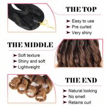 18/24/30 Inch 1 Pack French Curl 100g/Pack Fluffy Wavy Curl Pre-Stretched Yaki Curl Hair Extensions For Weaving (#1b/33/30), Halloween - Ombre - View 6