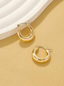 1pair Metallic Vibe Circle Hoop Earrings