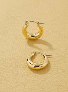 1pair Metallic Vibe Circle Hoop Earrings