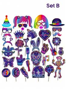 30入組霓虹燈照相亭道具,發光派對照相亭配件,適用於生日婚禮聖誕狂歡派對裝飾,有趣自拍道具 - Neon - 查看 13