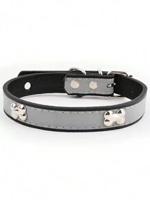 1入黑色反光寵物項圈帶牽繩,適用於各種大小的狗和貓,夜間發光 - 黑色 - 查看 1