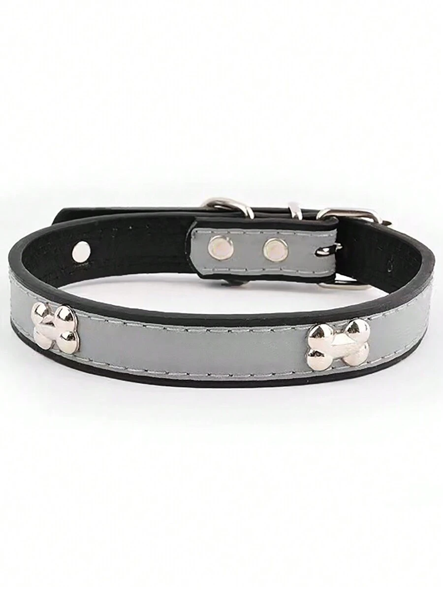 1入黑色反光寵物項圈帶牽繩,適用於各種大小的狗和貓,夜間發光 - 黑色 - 查看 1