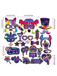 30入組霓虹燈照相亭道具,發光派對照相亭配件,適用於生日婚禮聖誕狂歡派對裝飾,有趣自拍道具 - Neon - 查看 11