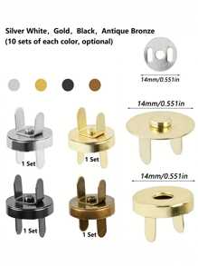 10/20 Sets 14mm Magnetic Button Clasps Snaps Fastener Clasps Button Knitting Buttons Sets For Sewing, Craft, Purses, Bags, Clothes, Leather, Magnetic Purse Closure Fasteners, Sewing On Magnetic Snaps For DIY Craft School Supplies Teacher Gifts Back To School Teacher Accessories