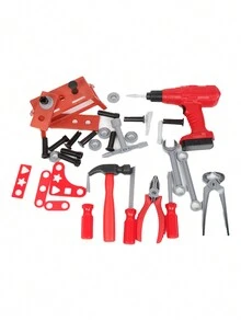 42入組兒童裝扮玩具套裝,附電動鑽,零件顏色隨機 - 紅色 - 查看 7