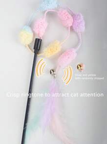 1 Miếng Đầy màu sắc Lông vũ + Pom-pom Tương Tác Đồ Trêu Mèo Với chuông - Nhiều màu - Xem 3