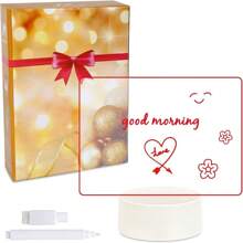 個性diy留言板小夜燈usb檯燈附可擦筆辦公室桌面裝飾結婚紀念日禮物（1包） - 白色 - 查看 6