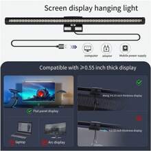 1pc 6w Led Monitor Mount Lamp With Dual Color Temperature, Touch Dimming, Eye Protection & Blue Light Blocking, Asymmetric Computer Screen Light - Black - View 10