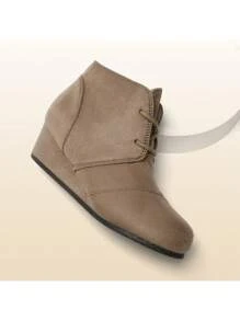 Girls Low Wedge Heel Booties Side Zipper Ankle Boots Toddler/Little Kid/Big Kid - Màu Xám nhạt - Xem 5