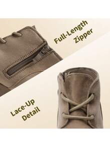 Girls Low Wedge Heel Booties Side Zipper Ankle Boots Toddler/Little Kid/Big Kid - Màu Xám nhạt - Xem 6