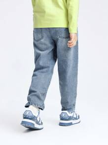 Annil Tween Boy 春秋潮流百搭舒适贴肤牛仔裤 - 藍色 - 查看 2