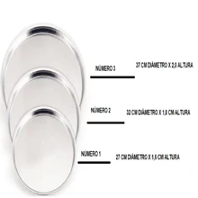 KIT FORMA DE PIZZA BANDEJA RASA ALUMÍNIO POLIDO TAMANHO 1, 2 E 3