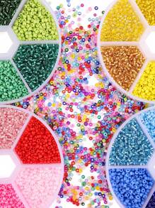 6格盒裝2mm玻璃種子釘珠混合適用於製作手工製作,串珠,項鍊,首飾配件 - 彩色 - 查看 1